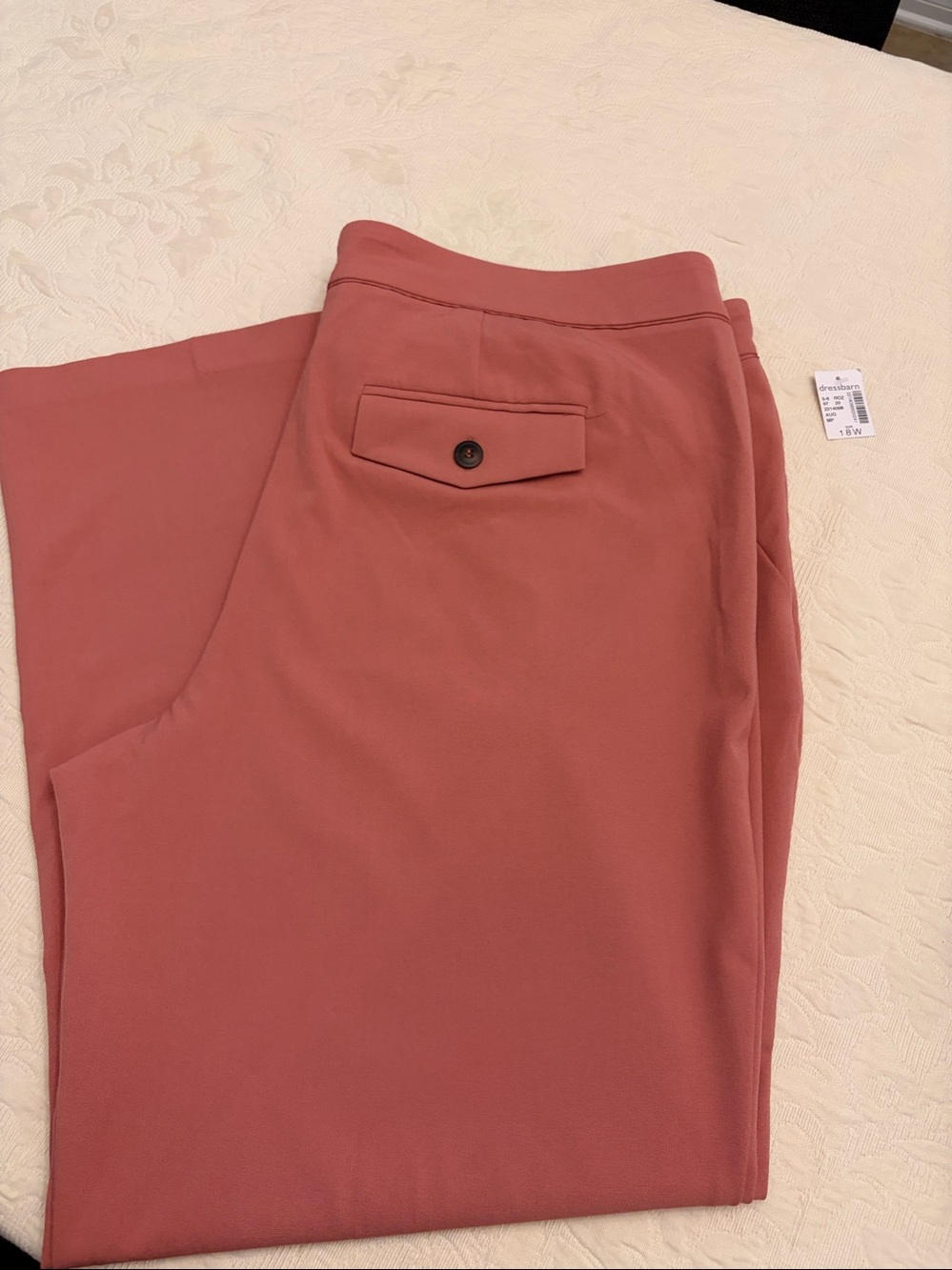 Roz & Ali Dusty Coral Wide-Leg Pants, Ponte Trousers 18W(salmon color) - Picture 13 of 13